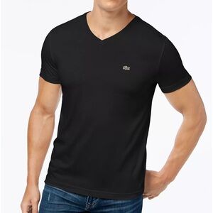 MENS- LIKE NEW! LACOSTE LIVE PURE BLACK V-NEW SOFT TEE SIZE 9/XL